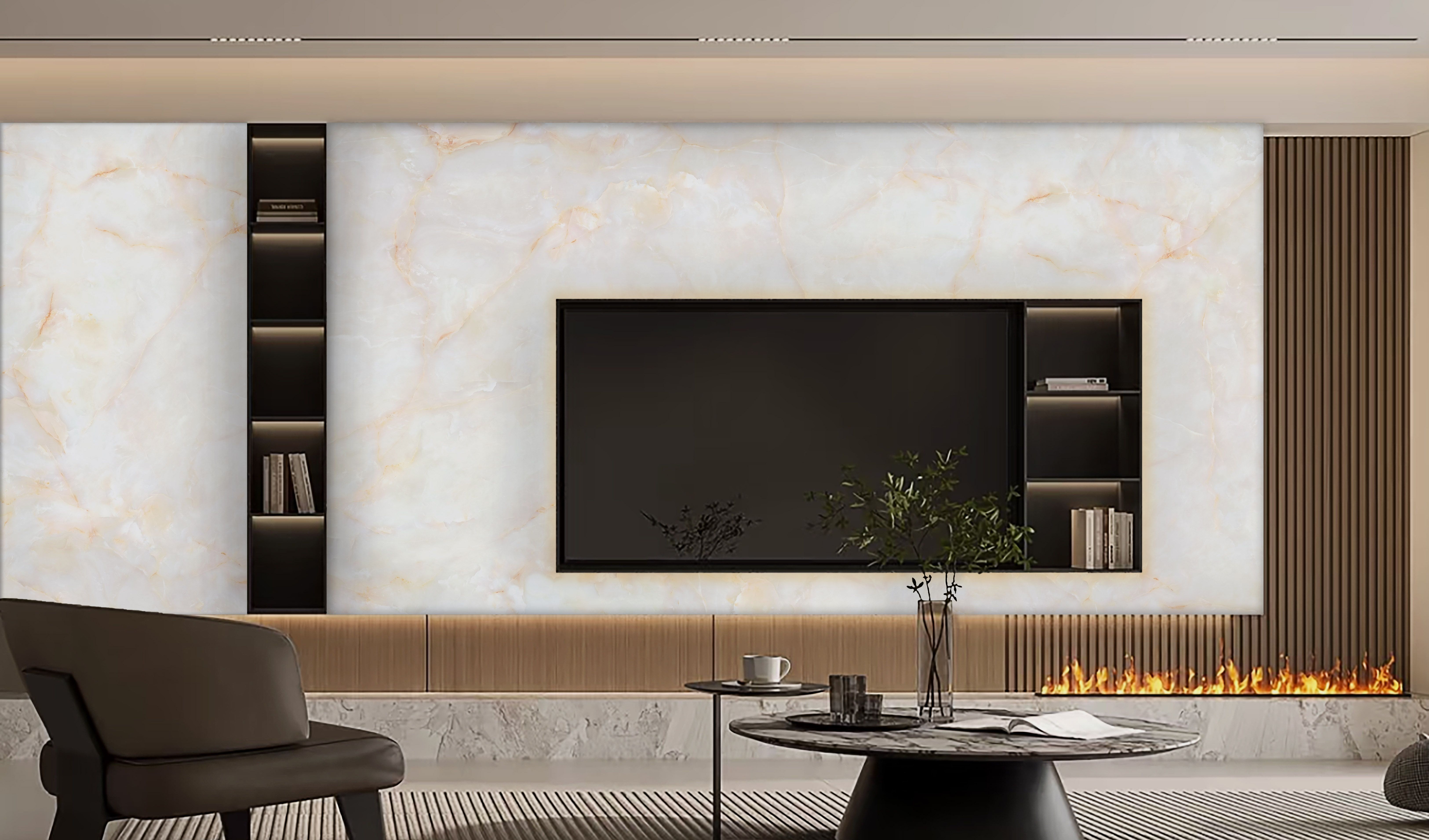Light Jade rendered in a TV backdrop wall setting