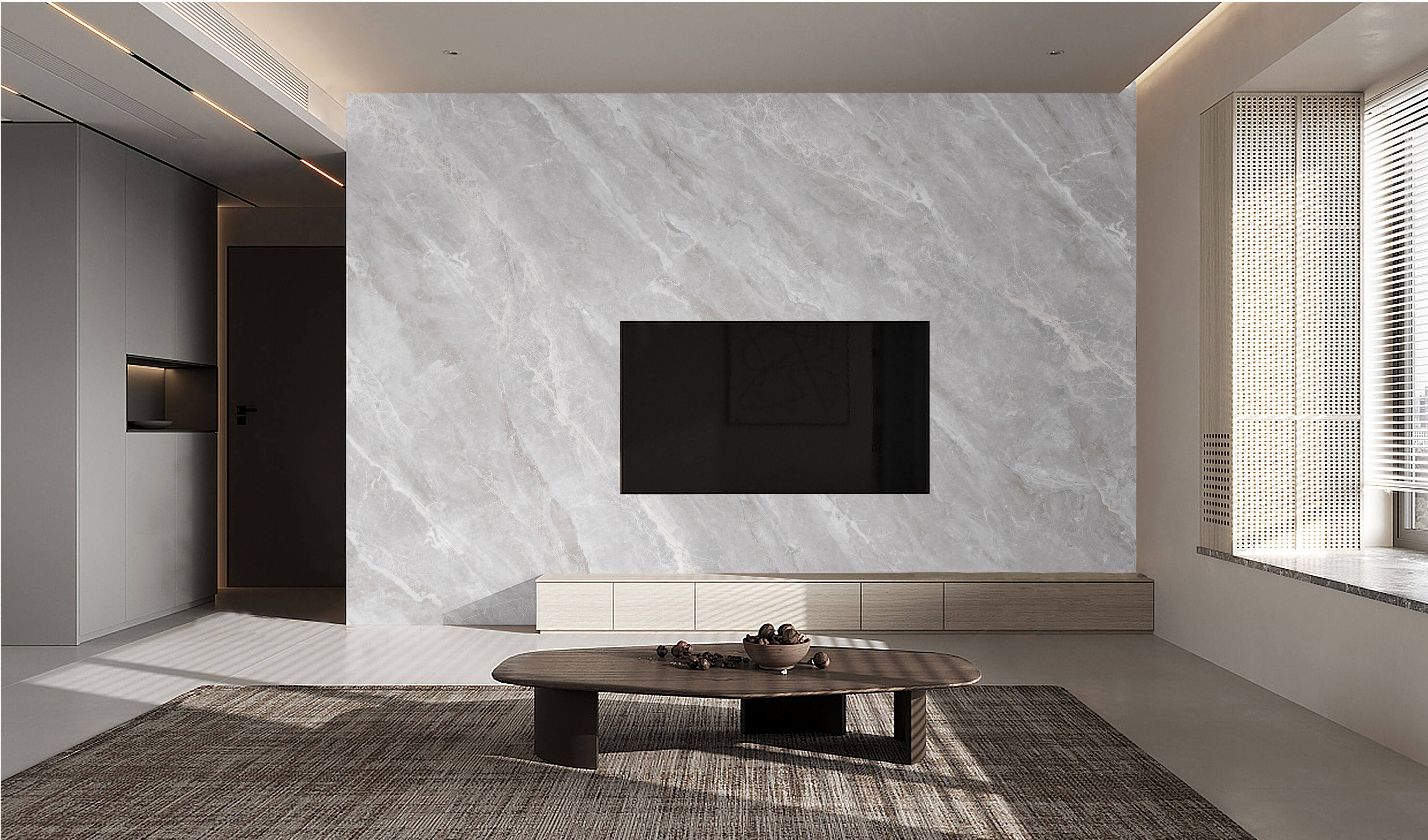 Pascal Grey rendered in a TV backdrop wall setting